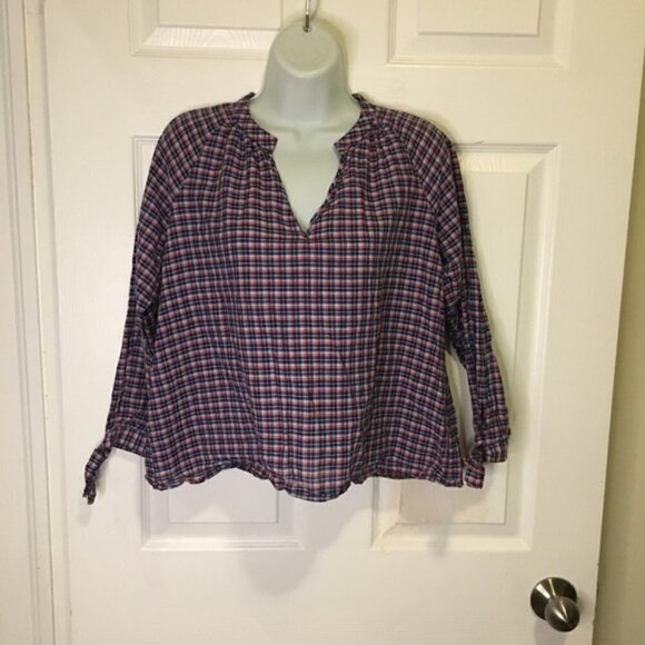 Madewell Tie-Sleeve Popover Top in Whitby Plaid - Picture 2 of 9